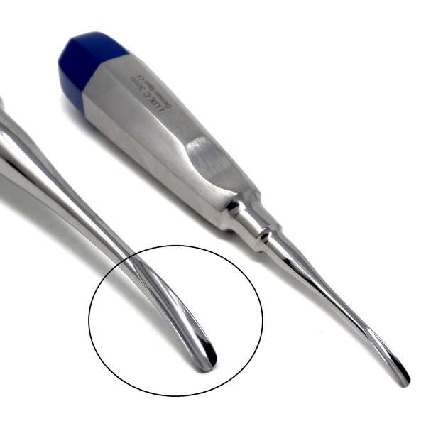 A2Z Scilab Dental Luxating Elevator Curved 3mm, Blue Handle A2Z-ZR826